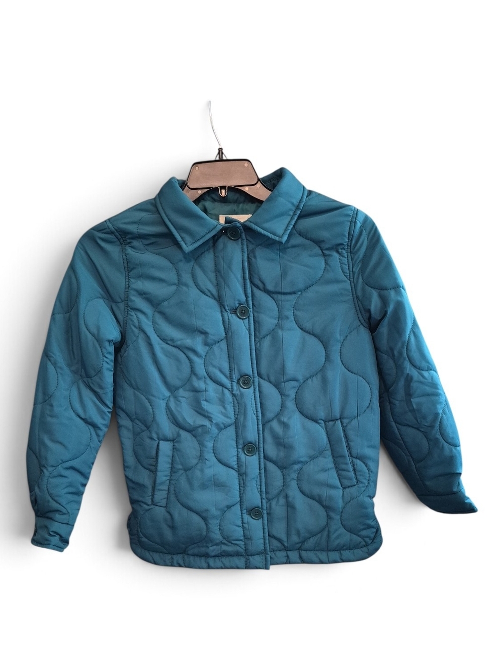 Copper Key NWT $59 XL Girl's Quilted Teal Jacket Lightweight Button-Front